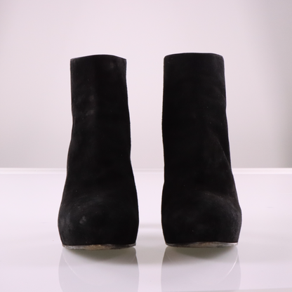 PRADA Black Suede Back-Zip Ankle Bootie Block Heels (8)