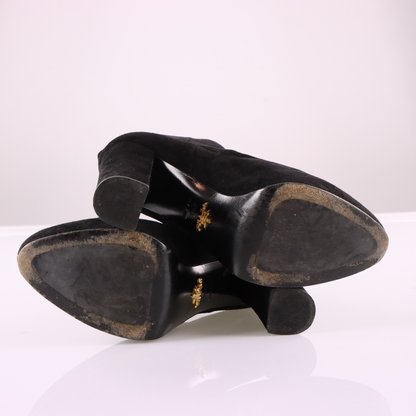 PRADA Black Suede Back-Zip Ankle Bootie Block Heels (8)