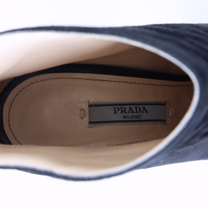 PRADA Black Suede Back-Zip Ankle Bootie Block Heels (8)