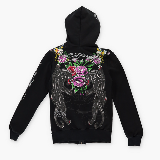 ED HARDY Christian Audigier Y2K Graphic Crystal Zip Up Sweatshirt (XS-S)