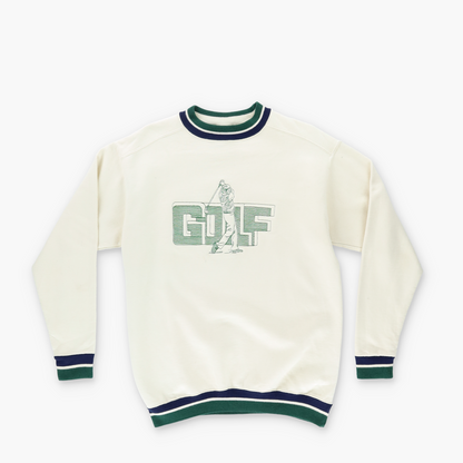 LA LOVING Golf Embroidered Cream & Green 'USA Made' Sweatshirt (M)
