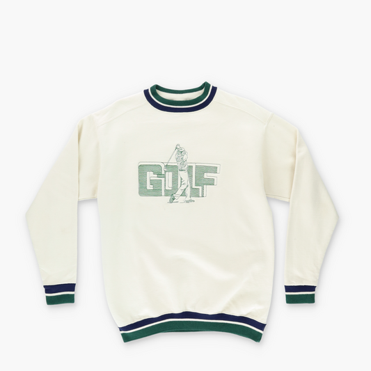 LA LOVING Golf Embroidered Cream & Green 'USA Made' Sweatshirt (M)