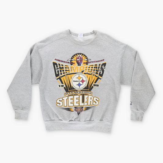 STARTER 'USA Made' 1995 Superbowl Champions Pittsburgh Steelers Grey Sweatshirt (M)