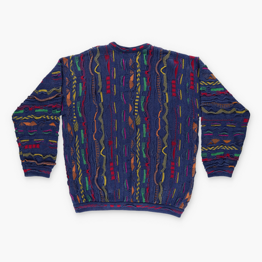 COOGI 90s Australian Made Blue Multicoloured Knit Sweater (XL-XXL)