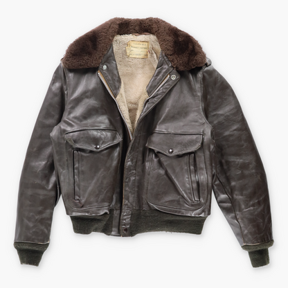 Vintage SCHOTT I.S.674.M.S Brown Leather Flight Jacket *Aubs Vintage Sole Melbourne