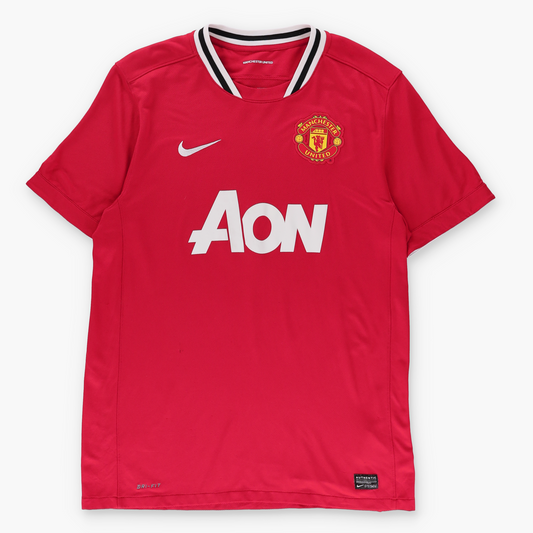 NIKE Manchester United 2011/2012 Home Embroidered Swoosh Logo Red Jersey (L)