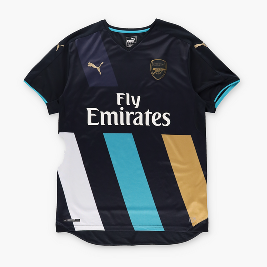 PUMA Arsenal 2015/2016 Third Kit Embroidered Logo Black Soccer Jersey (L)