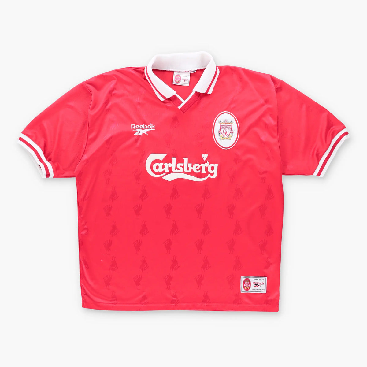 Vintage REEBOK Liverpool 1996/1998 Home UK Made Red & White Jersey (XL)