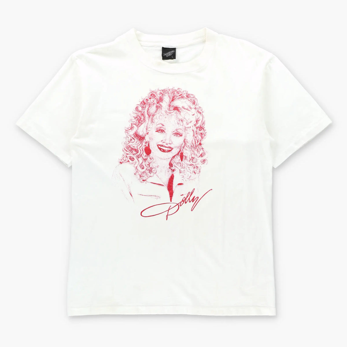 Vintage 90s DOLLY PARTON Red Glitter Graphic White USA Made Single Stitch T-Shirt (M)
