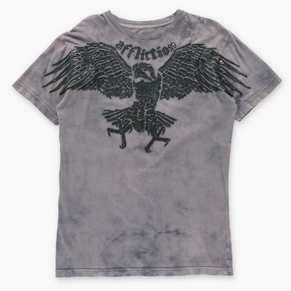 Vintage AFFLICTION Eagle Applique USA Made Grey Y2K T-Shirt (M TALL)