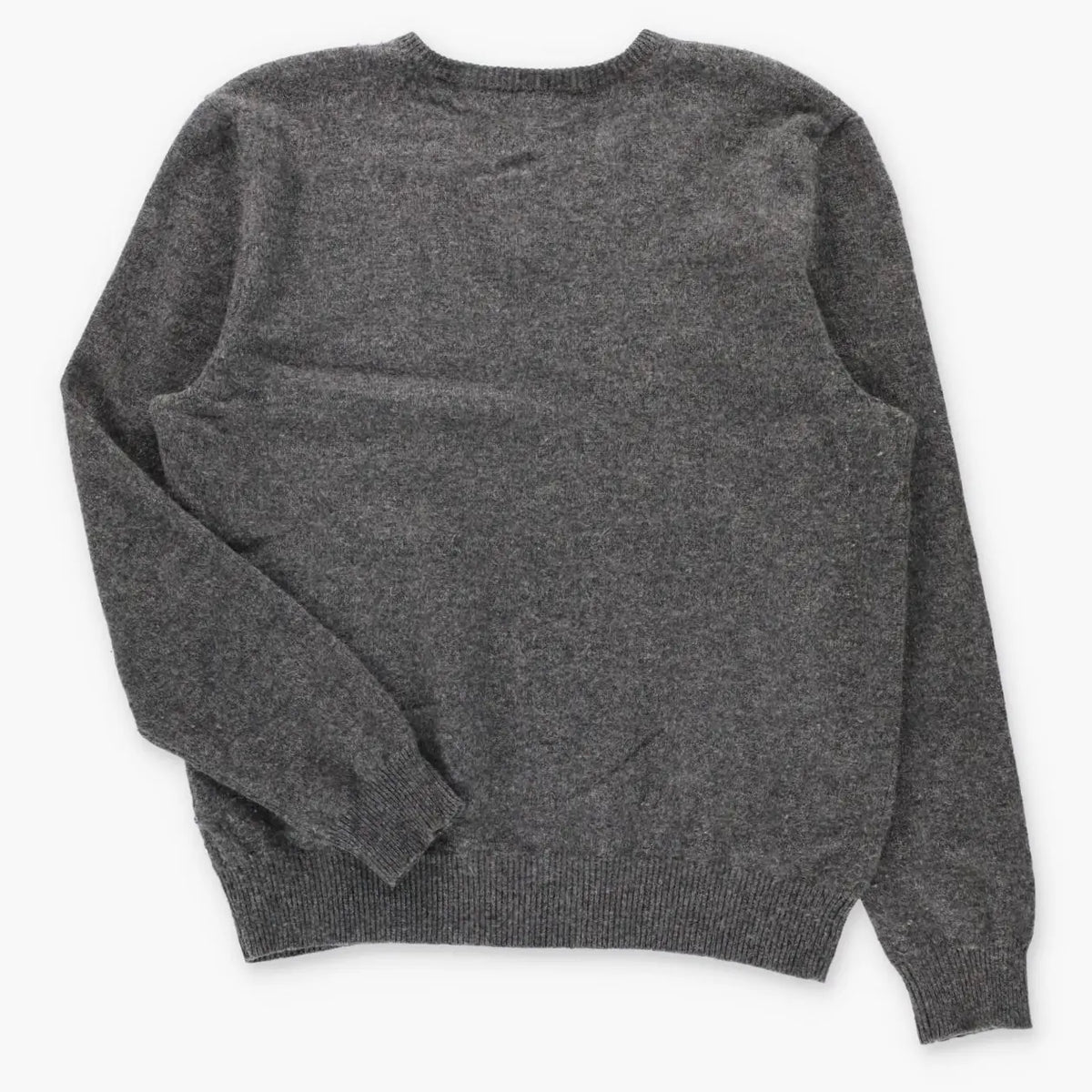POLO RALPH LAUREN Embroidered Pony Logo Vintage Grey V-Neck Wool Sweater (L)