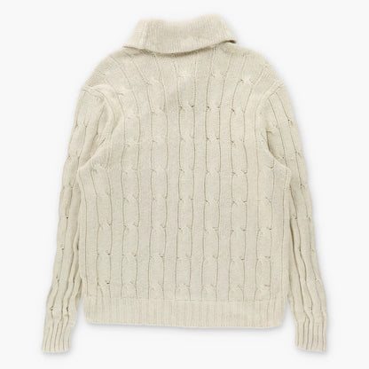 POLO RALPH LAUREN Chunky Cable Knit Shawl Collar Hand Knit Sweater (XL)
