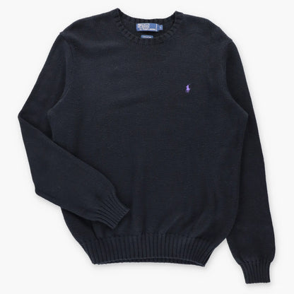 POLO RALPH LAUREN Embroidered Pony Logo Black Knit Sweater (L)