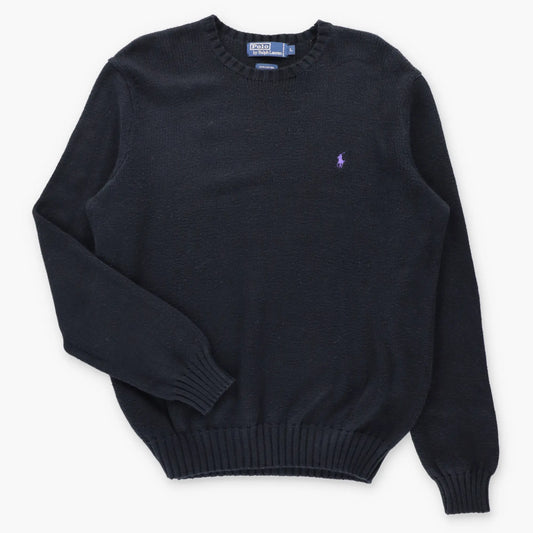 POLO RALPH LAUREN Embroidered Pony Logo Black Knit Sweater (L)