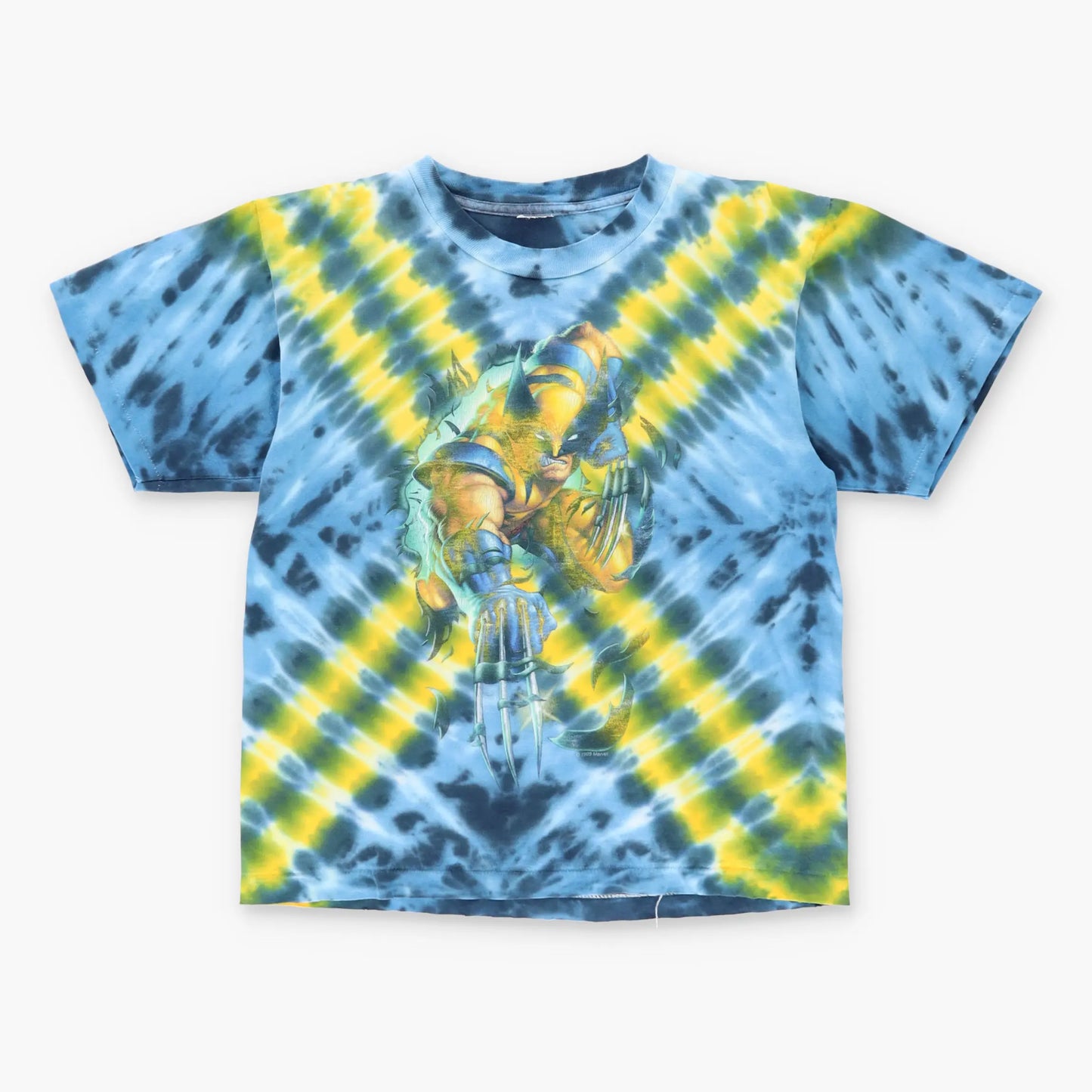 1999 Vintage MARVEL Wolverine X-Men Blue & Yellow Tie-Dye Tee (XS-S) Vintage Sole Melbourne