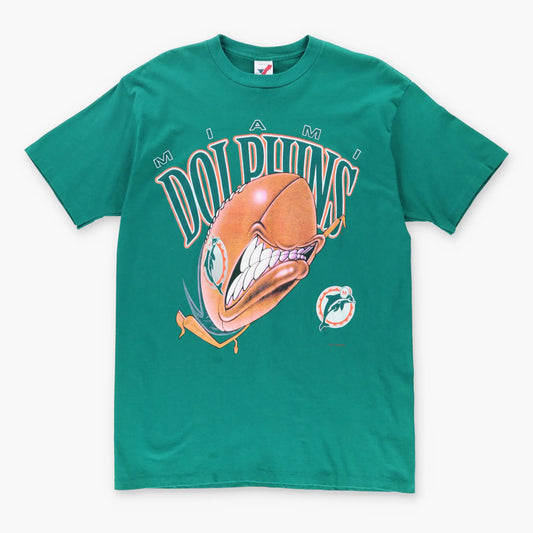 Vintage DOLPHINS Miami NFL Football Green USA Made T-Shirt (L)