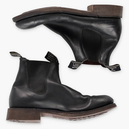 RM WILLIAMS 'Gardener' Black Rubber Sole Chelsea Boots (8.5) Vintage Sole Melbourne