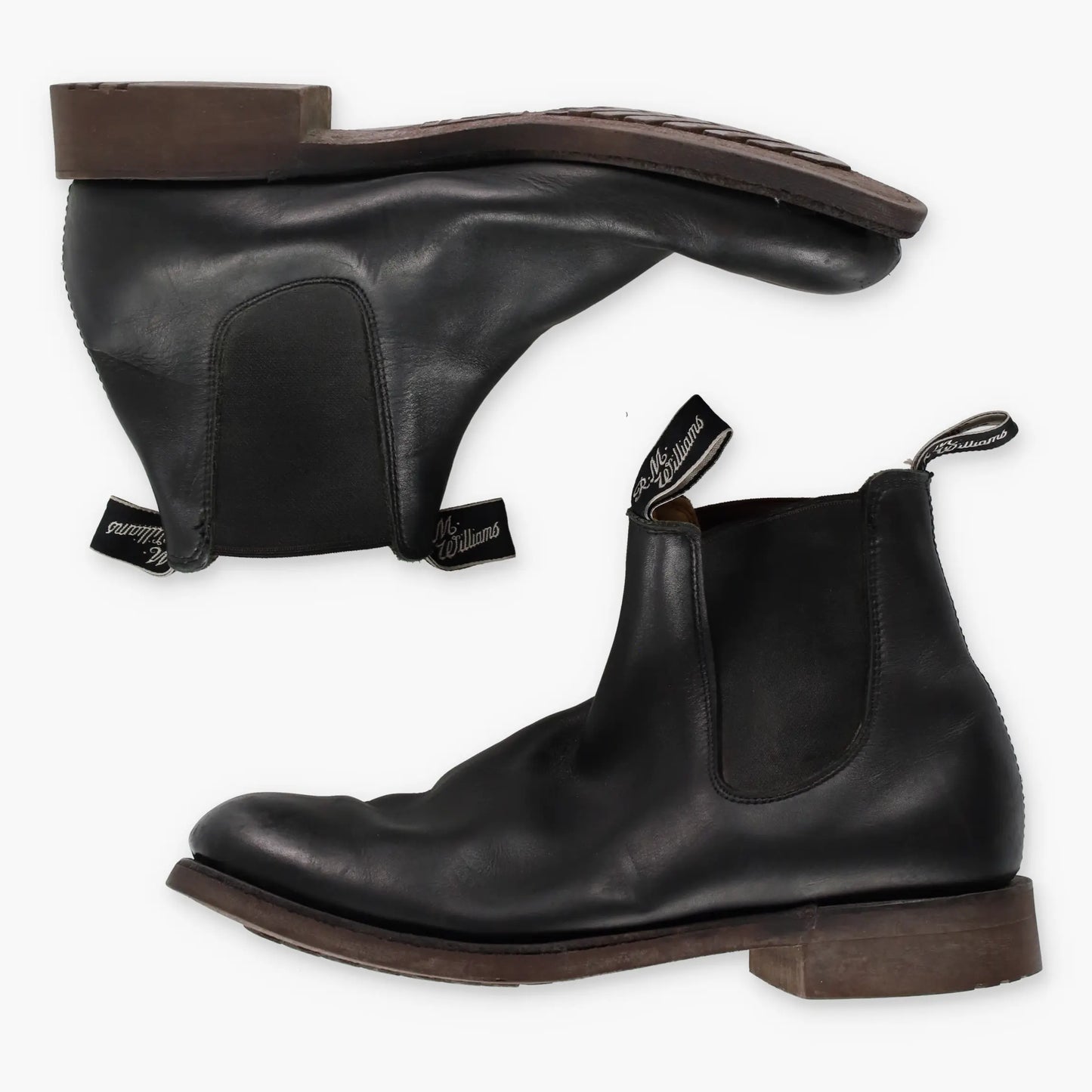 RM WILLIAMS 'Gardener' Black Rubber Sole Chelsea Boots (8.5) Vintage Sole Melbourne