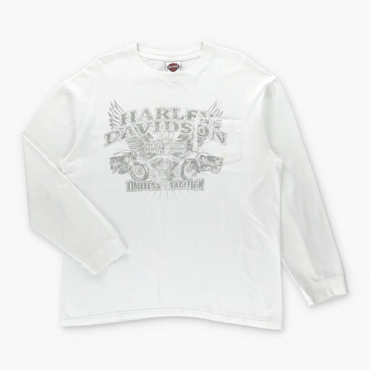 HARLEY DAVIDSON North Carolina "Timeless Tradition" White Long Sleeve Tee (XL) ***COCO Vintage Sole Melbourne
