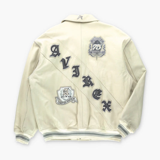 AVIREX 75th Anniversary Embroidered Limited Edition Leather Bomber Jacket (XXL) ***COCO Vintage Sole Melbourne