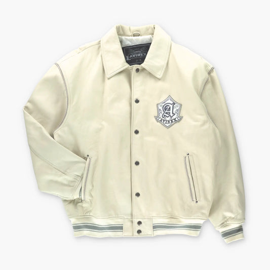 AVIREX 75th Anniversary Embroidered Limited Edition Leather Bomber Jacket (XXL) ***COCO Vintage Sole Melbourne