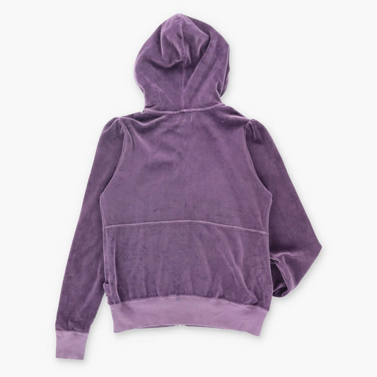 JUICY COUTURE Y2K Velour Puff Sleeve Plum Purple Hooded Tracksuit Jacket (Women's L)