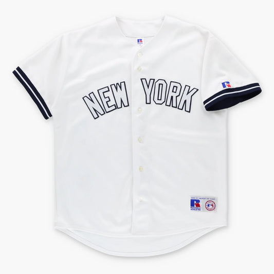 Vintage MLB New York Yankees Spell Out Patch RUSSELL ATHLETIC Baseball Jersey Korean Made (M)