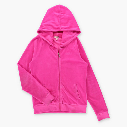 Vintage JUICY COUTURE Embellished Glitter Logo Y2K Hot Pink Hoodie Sweatshirt (Women's M)