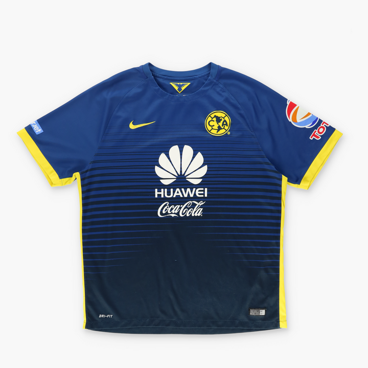 NIKE Club America Embroidered 2015 Blue & Yellow Away Jersey (L-XL)