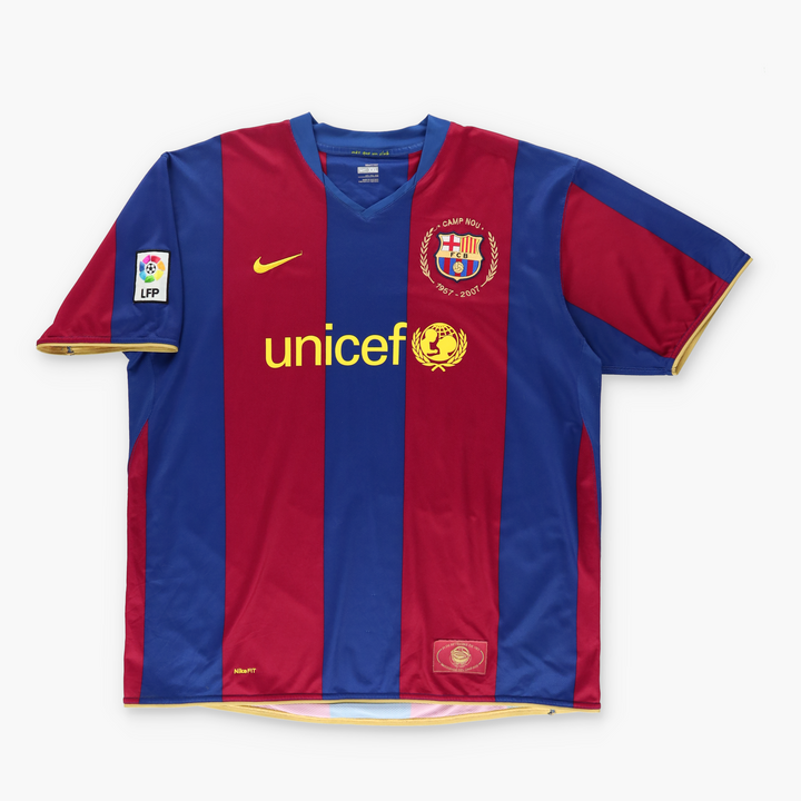 NIKE 2007/2008 Embroidered Barcelona Home Soccer Jersey (XL-XXL)