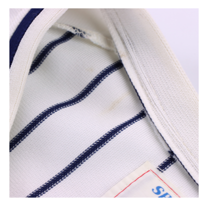 Vintage Baseball Style "R's" USA Made White & Navy Pinstripe Jersey (XL)