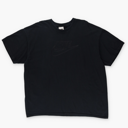 NIKE Monochromatic Spell Out Swoosh Logo Black Boxy Tee (XXL)