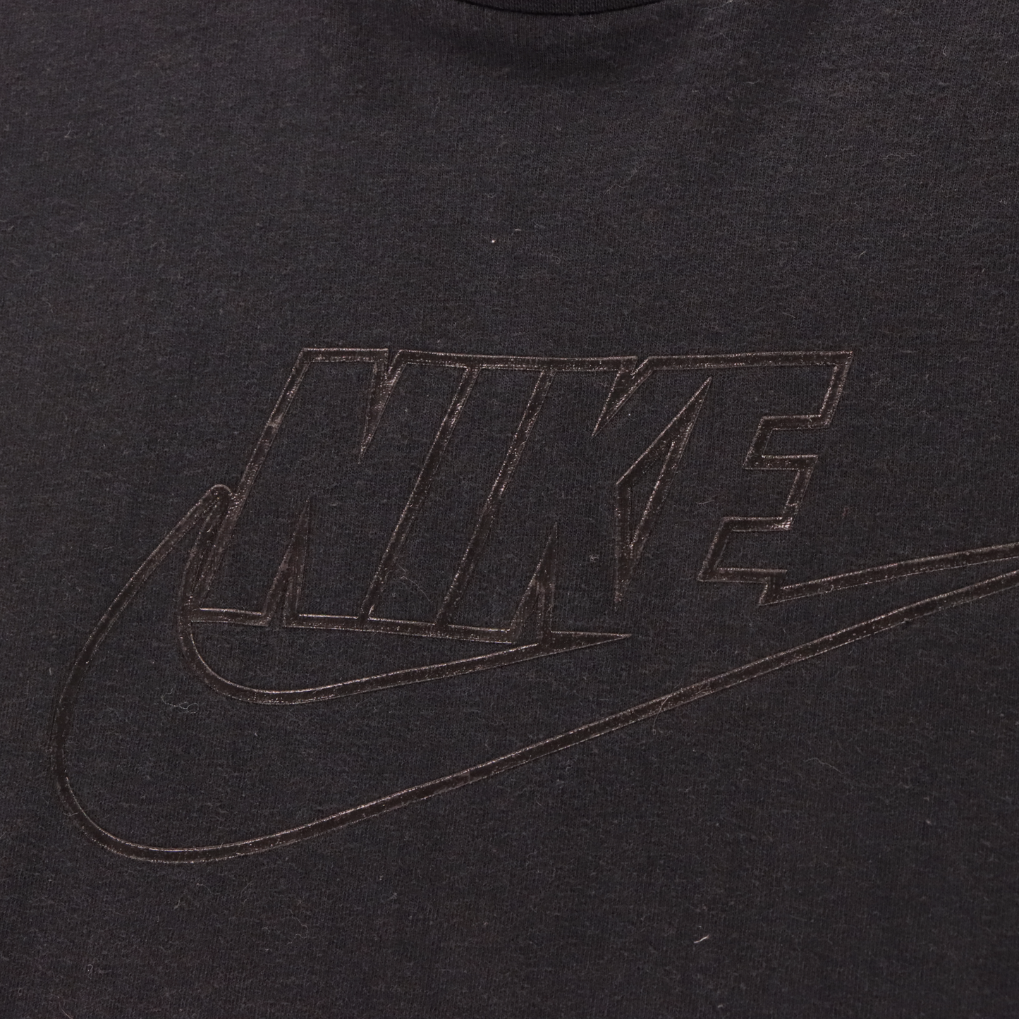 NIKE Monochromatic Spell Out Swoosh Logo Black Boxy Tee (XXL)