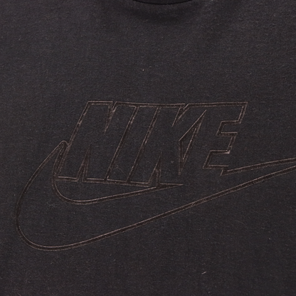 NIKE Monochromatic Spell Out Swoosh Logo Black Boxy Tee (XXL)