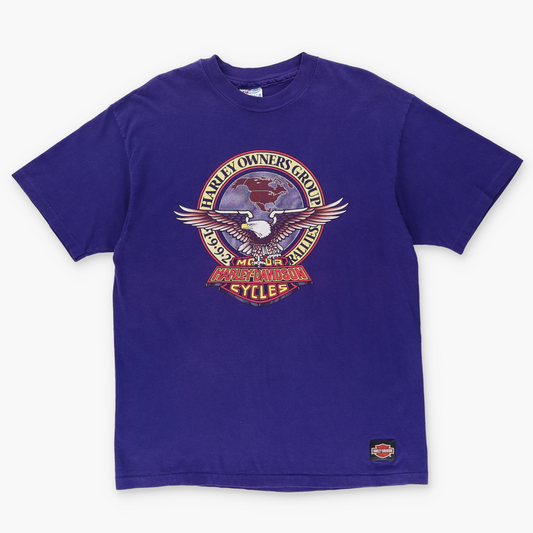 1992 HARLEY DAVIDSON Harley Owners Eagle Motorcycle Single Stitch Purple Tee (L)