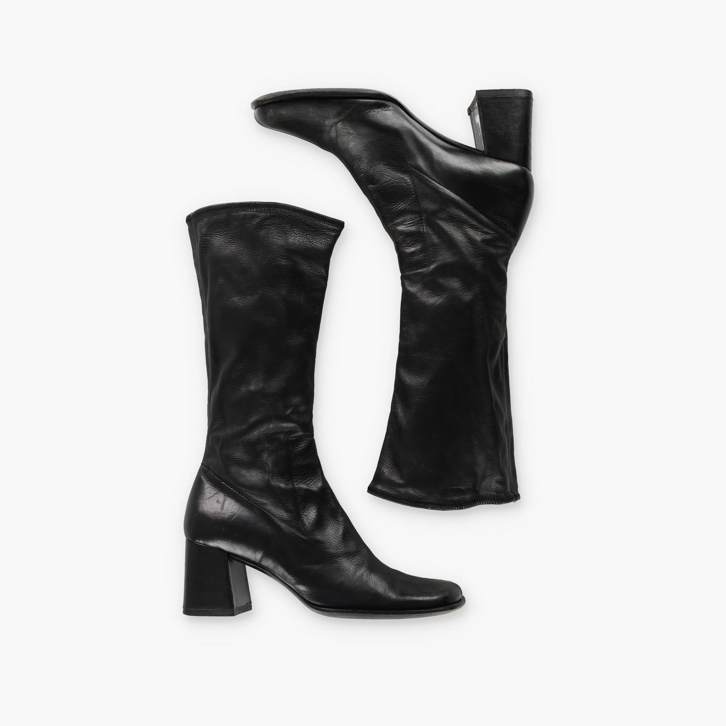 PRADA Black Square Toe Italian Made Soft Leather Boots (8)