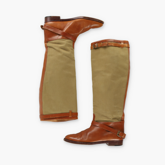 RALPH LAUREN Knee-High Brown & Khaki Italian Made Riding Boots (9)