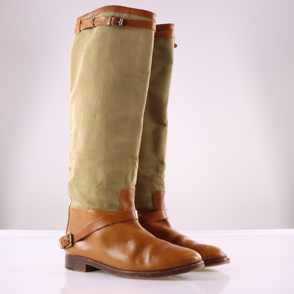 RALPH LAUREN Knee-High Brown & Khaki Italian Made Riding Boots (9)