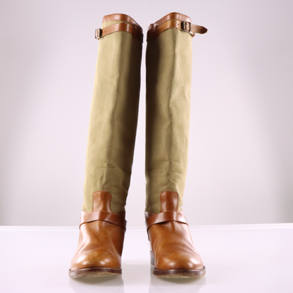 RALPH LAUREN Knee-High Brown & Khaki Italian Made Riding Boots (9)
