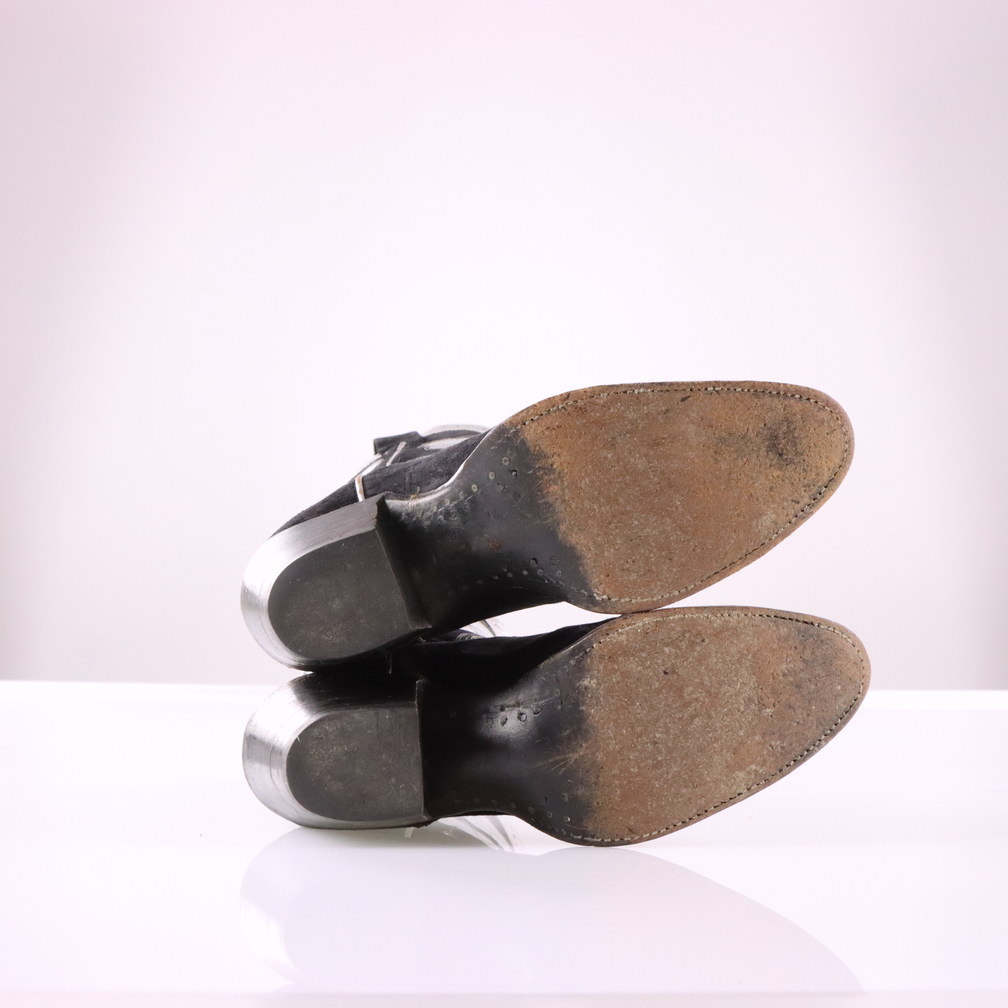 LARRY MAHAN Black & Silver Clovers Cowboy Boots (7)