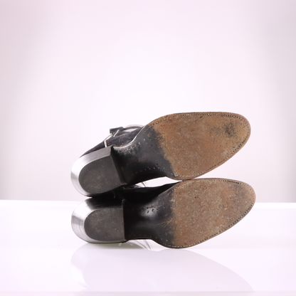 LARRY MAHAN Black & Silver Clovers Cowboy Boots (7)