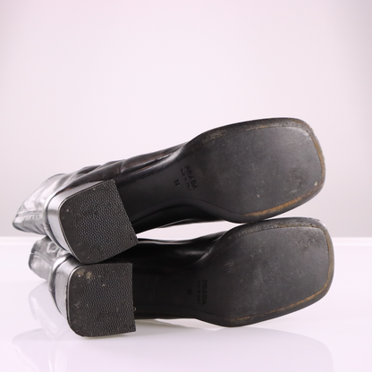 PRADA Black Square Toe Italian Made Soft Leather Boots (8)