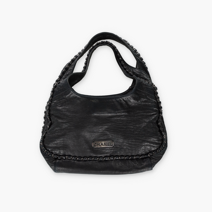 CHANEL 2004-2005 'Chain Around' Black Calfskin French Made Hobo Bag