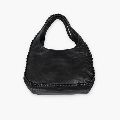 CHANEL 2004-2005 'Chain Around' Black Calfskin French Made Hobo Bag