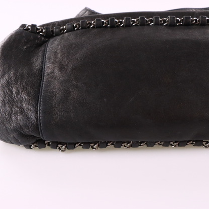 CHANEL 2004-2005 'Chain Around' Black Calfskin French Made Hobo Bag