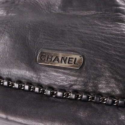 CHANEL 2004-2005 'Chain Around' Black Calfskin French Made Hobo Bag