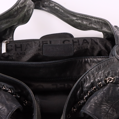 CHANEL 2004-2005 'Chain Around' Black Calfskin French Made Hobo Bag