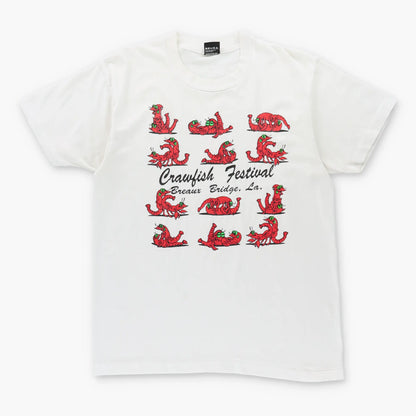 Vintage Naughty Crayfish Festival Single Stitch 50/50 USA Made White T-Shirt (M)