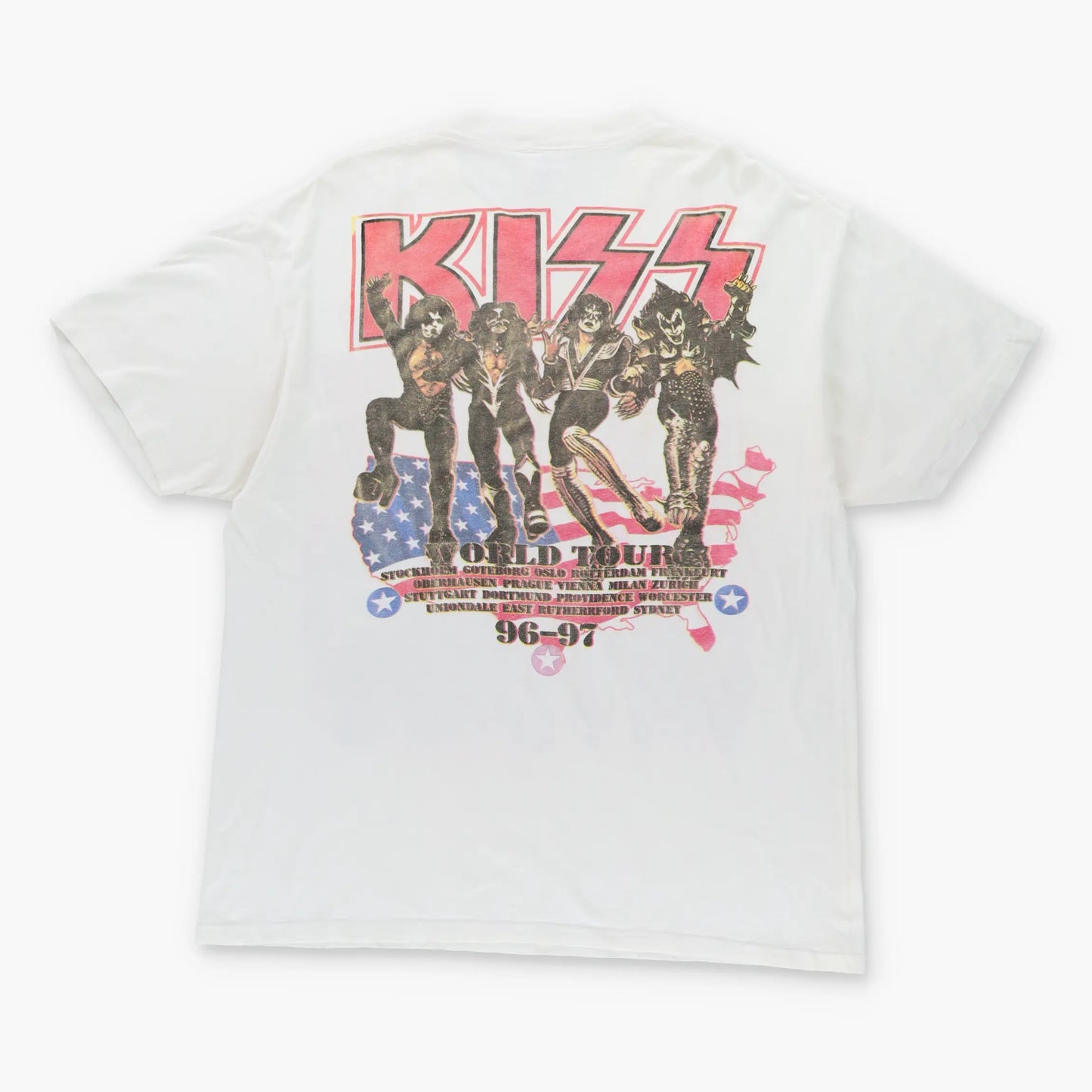 Vintage KISS 1996-97 World Tour Pink & White Single Stitch Band T-Shirt (XL-XXL)