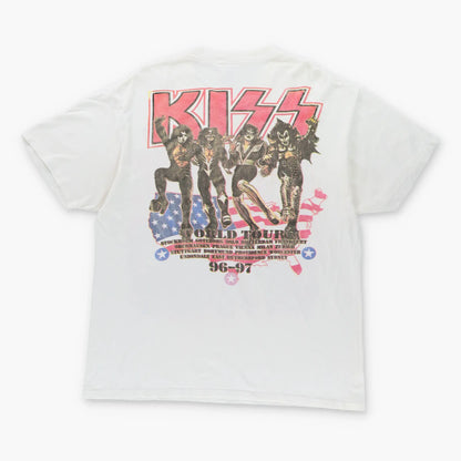 Vintage KISS 1996-97 World Tour Pink & White Single Stitch Band T-Shirt (XL-XXL)